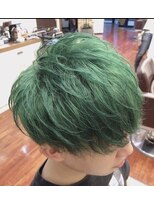 スカイフィールドヘアー(SKY FIELD HAIR) マッシュ×グリーンカラー