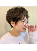 マッシュショート × S字パーマ × ツヤ系セット