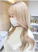 3208ハイトーン波巻きゆる巻きロングブロンドビビッドカラー