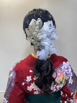 卒業式ヘアセット 袴ヘア   リボン 金箔