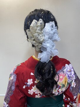 クレア(Crea) 卒業式ヘアセット 袴ヘア   リボン 金箔