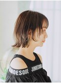 外ハネウルフボブ20代/30代/40代/50代/庭瀬