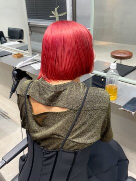 テトヘアー(teto hair) レッドカラー オレンジカラー 暖色 ボブ ミニボブ