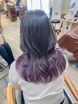 テトラ バイ ネオリーブ 横浜西口店(tetra by neolive) 裾カラー パープル デザインカラー 横浜 N