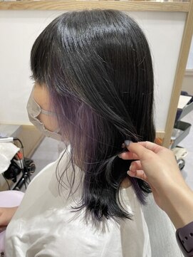 スピンヘア SOCOLA塚口店(Spin hair) 大人フェミニン/透け感イヤリングパープルカラー