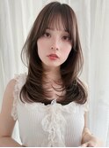 ブリーチなしロングレイヤー小顔ハッシュカット顔周りカット