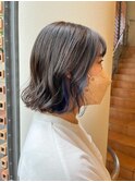 インナーカラー×コテ巻き風ボブパーマstyle