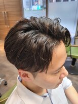 メンズ レオ 南森町店(men's LEO)&nbsp;ブラウンメッシュ×かき上げ×ツーブロック