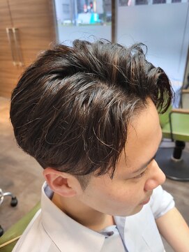 メンズ レオ 南森町店(men's LEO) ブラウンメッシュ×かき上げ×ツーブロック