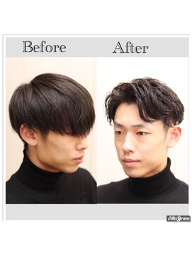 ヘアーアンドグルーミング ヨシザワインク(HAIR&GROOMING YOSHIZAWA Inc.) 【ヨシザワ人形町】黒髪ツーブロックアップバング20代30代40代