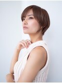 20代30代大人かわいい/斜めバング/グレージュカラー/小顔/前髪