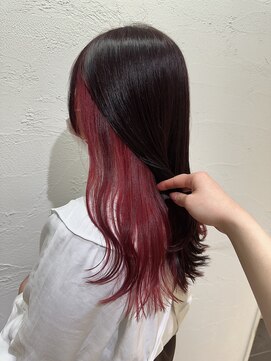 アジールヘア 池袋東口店(agir hair) 10代20代大人かわいいインナー艶感美髪全頭レッドカラー卵型池袋