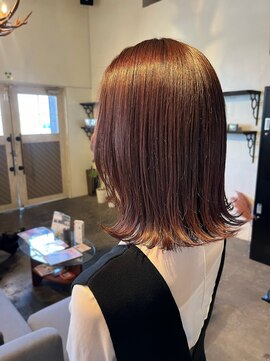 ムード マグ レーベル 南松本(MOOD Mag Label) イメチェン小顔前髪外ハネボブ大人可愛いチェリーブラウン