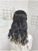 お花ハーフアップ