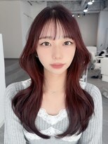 エンベール(EN VEIL)&nbsp;艶感チェリーレッド×韓国風レイヤーロング