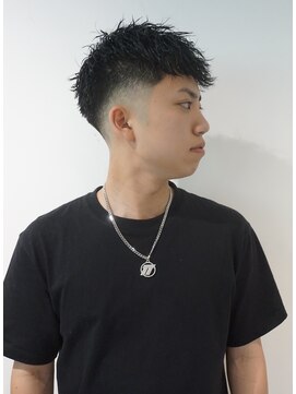 メリケンバーバーショップ コウベ(MERICAN BARBERSHOP KOBE) 七三オールバックツイストパーマかき上げヘアコンマヘア14