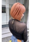 オレンジピンクベージュ×ボブ