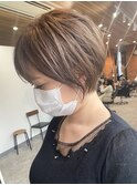 大人可愛い20代30代40代ハイトーンボブ/丸みショート◎
