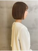 切りっぱなしボブ×ベージュブラウン