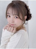 シースルーぱっつんふわふわシニョンお団子ヘア