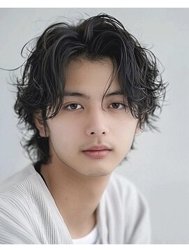 シャドウパーマ/ウルフマッシュ/センターパート/メンズカット