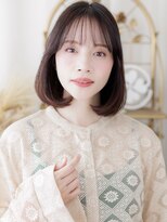 カバーヘア ブリス 上尾西口店(COVER HAIR bliss)&nbsp;シースルー前髪ダークアッシュ内巻き丸みボブa上尾20代30代40代