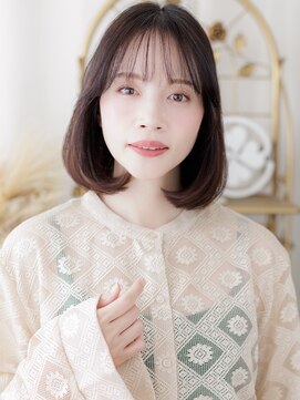 カバーヘア ブリス 上尾西口店(COVER HAIR bliss) シースルー前髪ダークアッシュ内巻き丸みボブa上尾20代30代40代