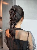 【ダブルポニーテール】/結婚式/二次会/同窓会/銀座/ヘアセット