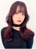 韓国レイヤーカットボルドーカラーオルチャンヘアヨシンモリ