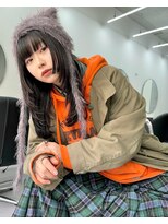 ハロ(Halo) 姫カット/レイヤー/黒髪/ぱっつん前髪/顔周りレイヤー/韓国/1