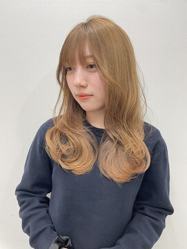 サンク 原宿 表参道(cinq) ミルクティーベージュミディアムレイヤーインナーカラー