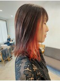 ☆きりっぱなしボブ・インナーカラー・オレンジ☆