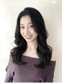小顔韓国風レイヤー☆透明感ブリーチなしブルーブラック