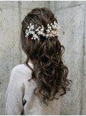 結婚式・お呼ばれに。華やかパール×編み込みハーフアップ