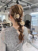 ブルー(BLUE) ヘアセット 結婚式お呼ばれ 編みおろし 【mt___213r】