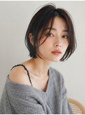 アッシュベージュカラー/垢ぬけボブ/暗髪