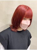 ウルフカット×チェリーレッド