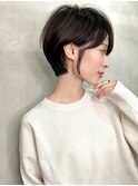 大人可愛い20代30代40代黒髪前下がりショートボブ丸みショート◎