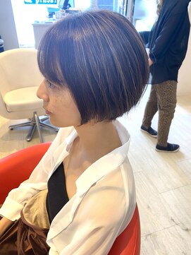 ヘアーリゾートラシックアールプラス(hair resort lachiq R+) 《R+》グレージュ/ハイライトデザイン/大人ボブ/30代ヘア