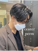 センターパートパーマ