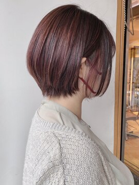 モリオフロムロンドン 原宿本店(morio from London) 【morio原宿】耳かけショート ハイライト ピンクブラウン