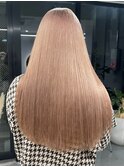ダブルカラーピンクベージュベージュカラーケアブリーチレイヤー