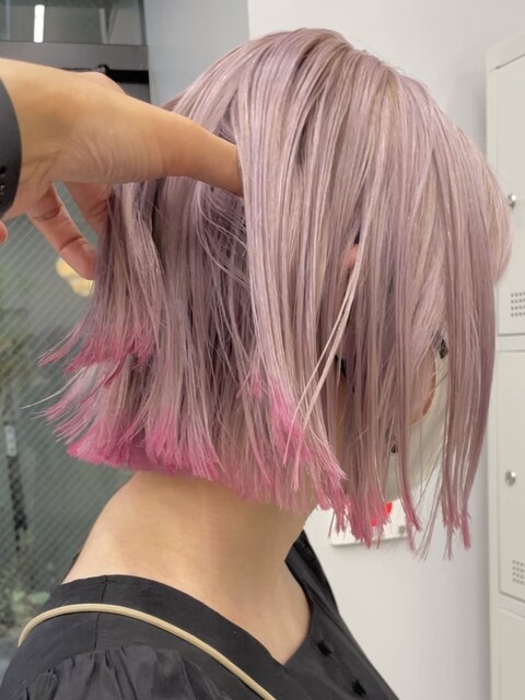 ピンクヘア・裾カラー・デザインカラー・ダブルカラー・ブリーチ