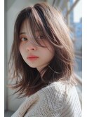 こなれミディ/顔まわり/シアーグレージュ【lana hair/新宿】