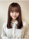 小顔前髪顔まわりカットミディアムレイヤーカットストレートヘア