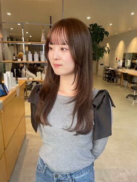 ミルクティーカラー似合わせカラー顔まわりレイヤーカット◎杉本