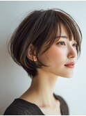 ピンクベージュ/アンブレラカラー/クールショート/前髪/大口子安