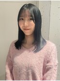 ロングレイヤー顔周りレイヤー似合わせカットブルーブラック