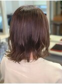 大人可愛いツヤ感秋色カラーこなれヘアナチュラル外ハネミディ