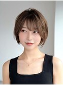 大人可愛い◎黒髪ネビージュ小顔ボブルフ